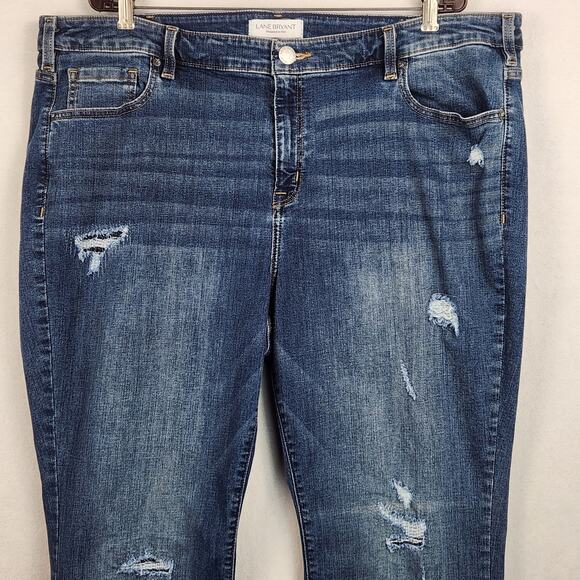 Lane Bryant Jeans Mid Rise Super Stretch Bootcut Women Plus 24R Blue Distressed - Picture 5 of 16